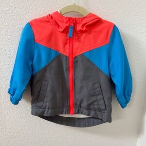 CAT & JACK Baby orange, bright blue & charcoal blue windbreaker rain jacket 12M
